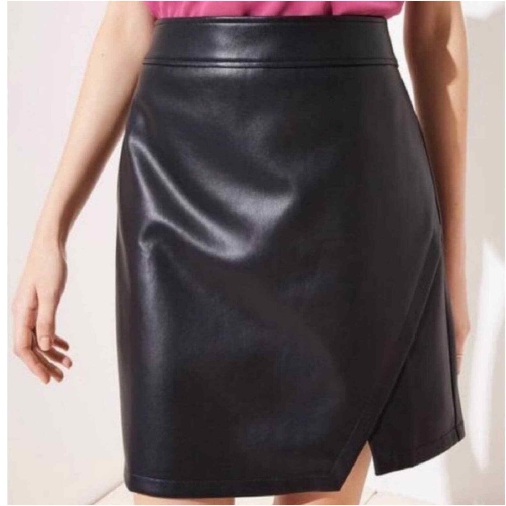 Loft Faux Leather Wrap Skirt